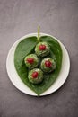 Paan Coconut Laddu is indian sweet made using betel leaves and nariyal Royalty Free Stock Photo